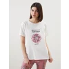 LCW DREAM PEMBE Bisiklet Yaka Çiçekli Kadın Pijama Takımı