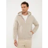LCW Vision BEJ Slim Fit Kapüşonlu Erkek Triko Mont