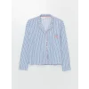 LCW DREAM EKRU Gömlek Yaka Çizgili Uzun Kollu Kadın Pijama Takımı