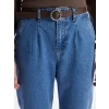 LCW Jeans İNDİGO Beli Kemerli Mom Fit Kadın Jean Pantolon
