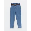 LCW Jeans İNDİGO Beli Kemerli Mom Fit Kadın Jean Pantolon