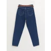 LCW Jeans İNDİGO Beli Kemerli Mom Fit Kadın Jean Pantolon