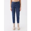 LCW Jeans İNDİGO Yüksek Bel Mom Fit Kadın Jean Pantolon
