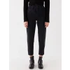 LCW Jeans SİYAH Beli Lastikli Slouchy Fit Kadın Jean Pantolon