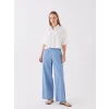 LCWAIKIKI Classic İNDİGO Beli Lastikli Wideleg Kadın Jean Pantolon