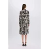 Defacto E5995 Siyah Gömlek Yaka Desenli Uzun Kollu Midi Elbise