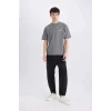 Defacto D6779 Gri Marvel Boxy Fit Bisiklet Yaka Sırt Baskılı Kısa Kollu Tişört