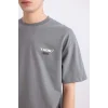 Defacto D6779 Gri Marvel Boxy Fit Bisiklet Yaka Sırt Baskılı Kısa Kollu Tişört
