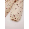 Defacto D9552 Bej Kız Bebek Çiçekli Uzun Kollu Twill Elbise