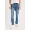 Defacto E5429 Mavi Pedro Slim Fit Dar Kalıp Normal Bel Dar Paça Jean Pantolon