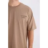 Defacto D5510 Kahve Oversize Geniş Kalıp Bisiklet Yaka Sırt Baskılı Kısa Kollu Tişört