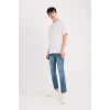 Defacto E5429 Mavi Pedro Slim Fit Dar Kalıp Normal Bel Dar Paça Jean Pantolon