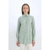 Defacto Z5833 Yeşil Regular Fit Desenli Uzun Kollu Gömlek Tunik