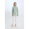 Defacto Z5833 Yeşil Regular Fit Desenli Uzun Kollu Gömlek Tunik