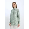 Defacto Z5833 Yeşil Regular Fit Desenli Uzun Kollu Gömlek Tunik