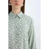 Defacto Z5833 Yeşil Regular Fit Desenli Uzun Kollu Gömlek Tunik