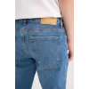 Defacto B8418 Mavi Pedro Slim Fit Dar Kalıp Normal Bel Dar Paça Jean Pantolon