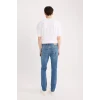 Defacto B8418 Mavi Pedro Slim Fit Dar Kalıp Normal Bel Dar Paça Jean Pantolon