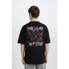 Defacto B8091 Siyah Vikings Valhalla Boxy Fit Bisiklet Yaka Baskılı Kısa Kollu Tişört