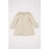 Defacto D9574 Ekru Kız Bebek Fırfırlı Yaka Uzun Kollu Fitilli Kaşkorse Elbise