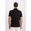 Defacto M6609 Siyah Slim Fit Dar Kesim Basic Düz Kısa Kollu Polo Tişört