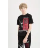 Defacto D9504 Siyah Erkek Çocuk NBA Chicago Bulls Bisiklet Yaka Kısa Kollu Tişört