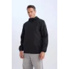 Defacto C5821 Siyah Su İtici Çift Taraflı Slim Fit Dar Kesim Kapüşonlu Fermuarlı Mevsimlik Baharlık Mont
