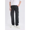 Defacto E6694 Siyah Relax Fit Rahat Kesim Geniş Paça Kargo Cepli Jean Pantolon
