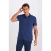 Defacto M6609 İndigo Slim Fit Dar Kesim Basic Düz Kısa Kollu Polo Tişört