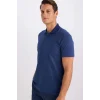 Defacto M6609 İndigo Slim Fit Dar Kesim Basic Düz Kısa Kollu Polo Tişört