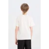 Defacto E3096 Beyaz Erkek Çocuk Bisiklet Yaka Kısa Kollu Tişört