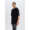 Defacto E0067 Siyah DeFactoFit NBA Miami Heat Oversize Geniş Kalıp Bisiklet Yaka Kısa Kollu Tişört