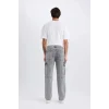 Defacto D7263 Gri Relax Fit Rahat Kesim Kargo Cepli Geniş Paça Jean Pantolon