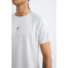 Defacto V2887 Gri DeFactoFit Slim Fit Dar Kesim Bisiklet Yaka Baskılı Sporcu Kısa Kollu Tişört