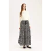 Defacto B5570 Siyah Esnek Belli Desenli Kiloş Maxi Etek