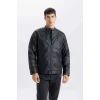 Defacto D6241 Siyah Su İtici Slim Fit Dar Kesim Dik Yaka Fermuarlı Suni Deri Mont