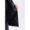 Defacto D6241 Siyah Su İtici Slim Fit Dar Kesim Dik Yaka Fermuarlı Suni Deri Mont