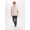 Defacto D6789 Bej Tom & Jerry Regular Fit Bisiklet Yaka Sırt Baskılı Kısa Kollu Tişört
