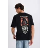 Defacto D6786 Siyah Star Wars Boxy Fit Bisiklet Yaka Sırt Baskılı Kısa Kollu Tişört