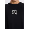 Defacto D6786 Siyah Star Wars Boxy Fit Bisiklet Yaka Sırt Baskılı Kısa Kollu Tişört