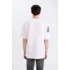 Defacto D9506 Beyaz Oversize Geniş Kalıp Bisiklet Yaka Baskılı Baskılı Kısa Kollu Tişört