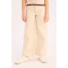 Defacto D7098 Ekru Kız Çocuk Wide Leg Geniş Paça Pamuklu Pantolon