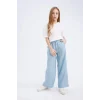 Defacto D7103 Mavi Kız Çocuk Wide Leg Geniş Bol Paça Jean Pantolon