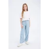 Defacto D7103 Mavi Kız Çocuk Wide Leg Geniş Bol Paça Jean Pantolon