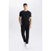 Defacto M6608 Siyah Slim Fit Dar Kesim Bisiklet Yaka Basic Düz Kısa Kollu Tişört