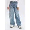 Defacto D7386 Mavi Kız Çocuk Wide Leg Kargo Geniş Paça Jean Pantolon