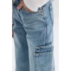 Defacto D7386 Mavi Kız Çocuk Wide Leg Kargo Geniş Paça Jean Pantolon