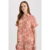 Defacto C9621 Turuncu Regular Fit Desenli Kısa Kollu Gömlek