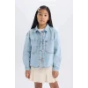 Defacto D9699 Mavi Kız Çocuk Pamuklu Jean Ceket