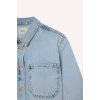Defacto D9699 Mavi Kız Çocuk Pamuklu Jean Ceket